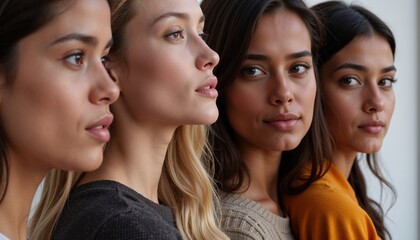Obraz premium Group of Diverse Women Posing Together in Casual Fashion