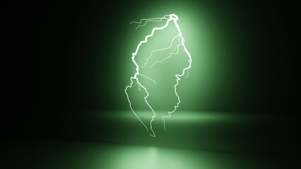Green Lightning 3D Render Image