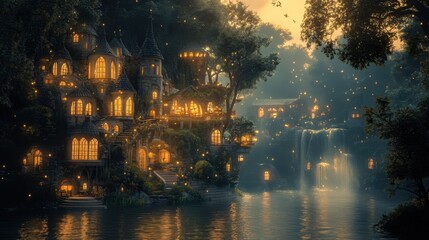 Obraz premium night city reflections