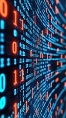 Abstract neural network visualizing sentences from swirling digital codes, [Generative AI language], [AI-driven text creation]