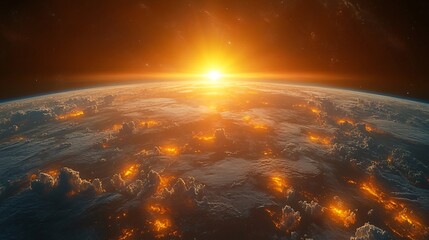 Fototapeta premium Earth’s Atmosphere Glowing at Sunrise Phenomenon