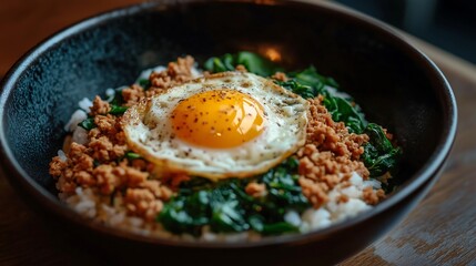 A bowl of white noodles with brown egg, orange milk tea liquid sauce and green spring onion garnish on top 