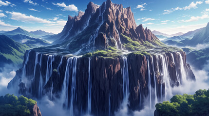 majestic cliffside waterfall overlooking a forested valley nature's wonder
