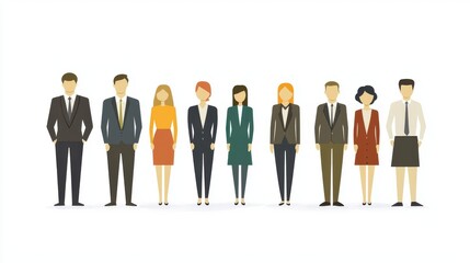 Business people, minimal teamwork, flat illustration, white background
