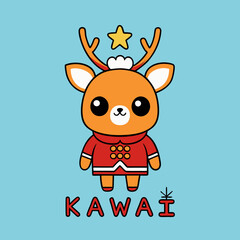 bold easy cute kawai Christmas deer royalty