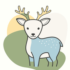 bold easy cute kawai Christmas deer royalty