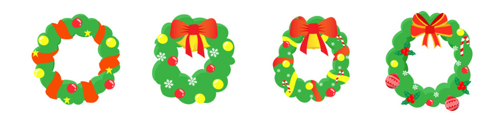 wreath doodle christmas decoration icon