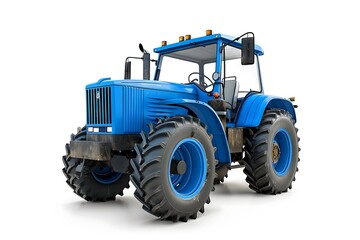 Obraz premium Agricultural blue tractor isolated on white background