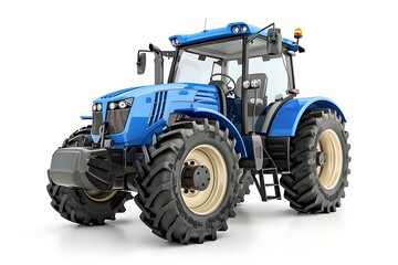 Obraz premium Agricultural blue tractor isolated on white background