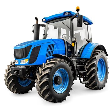 Agricultural blue tractor isolated on white background