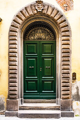 Italian Door. Old Italian street of a small town of Lucca in Tuscany