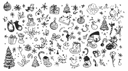 Fototapeta premium Christmas design elements - doodle xmas symbols vector image