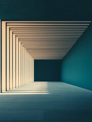 Fototapeta premium Modern architectural interior with converging lines and shadow play in a minimalist setting