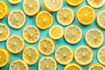 Seamless Pattern of Lemon Slices in Cold Colors - Low Light Photography for Fresh Designs