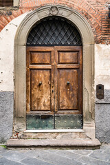 Italian Door. Old Italian street of a small town of Lucca in Tuscany