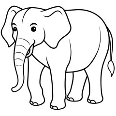 Fototapeta premium simple icon Children coloring book page, line art, monochrome black and white, cartoon outline cute style, illustration of elephant