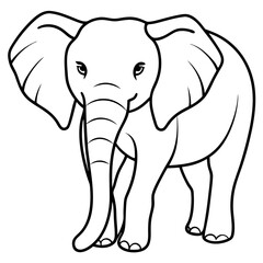 Obraz premium simple icon Children coloring book page, line art, monochrome black and white, cartoon outline cute style, illustration of elephant