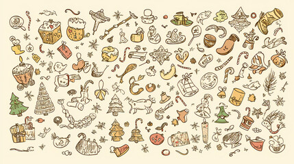 Christmas design elements - doodle xmas symbols vector image