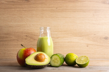 Detox smoothie with avocado, cucumber, apple and lemon.