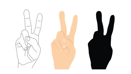 Hand Showing Peace Sign. Signs and symbols concept vector art