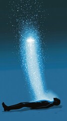 Minimalist depiction of astral projection and spiritual journey, AI generated