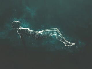 Minimalist depiction of astral projection and spiritual journey, AI generated