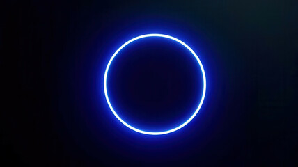 Fototapeta premium A blue circle is lit up in the dark