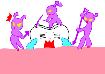 虫歯にいじめられる虫歯菌