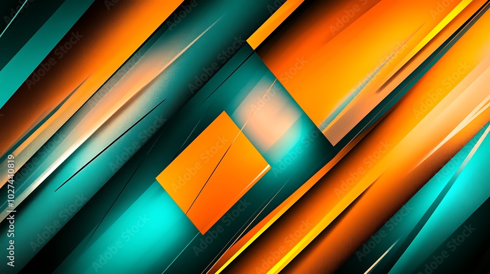 Poster abstract background with diagonal lines in teal, orange, and yellow.