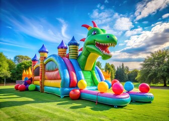 Vibrant Inflatable Bouncy Castle Dinosaur for Kidsâ€™ Parties and Events