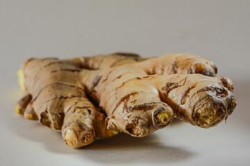 Product close-up of a ginger root in  studio