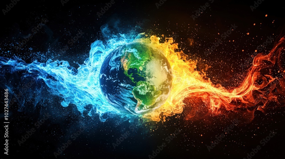 Poster a scientific image showing earth's atmosphere with greenhouse gases acting as an insulating layer, p