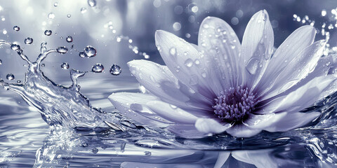 Obraz premium A flower is floating on top of a body of water