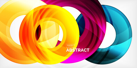Bright colorful circles with light effects. Abstract background