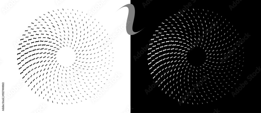 Poster modern abstract background. waves in circle form. round logo. design element or icon. black shape on