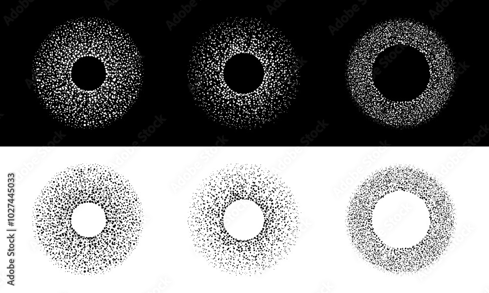 Fototapete modern abstract background with dots in circles. stipple effect in logo, icon or design element. bla
