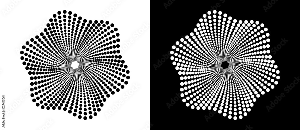 Poster modern abstract background. halftone dots like flower. can be used as logo, icon or design element. 