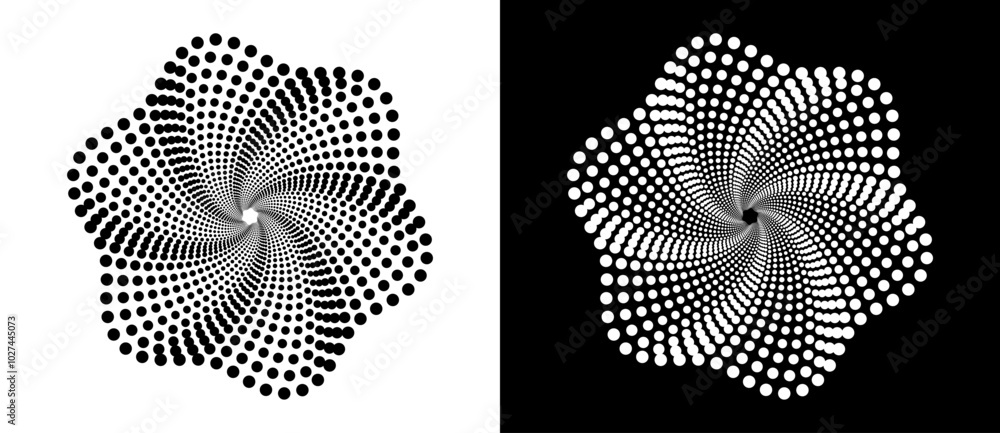 Poster modern abstract background. halftone dots like flower. can be used as logo, icon or design element. 