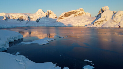 Frozen ocean, drone aerial image from above - climate change and global warming.