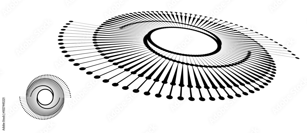 Fototapete Circle with black lines and dots as dynamic abstract vector background or logo or icon. Abstract background with lines in circle. Artistic illustration with normal view and perspective.