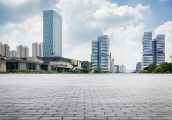 Modern Urban Landscape with Skyscrapers and Open Space
