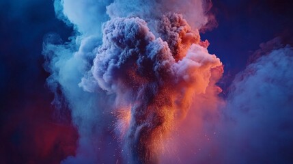Explosive Volcanic Eruption in Vibrant Colors