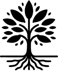 Silhouette of a Tree with Roots and Leaves - Nature Vector Design