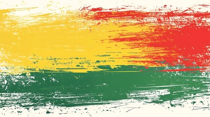 Abstract background with green, yellow, and red brushstrokes.