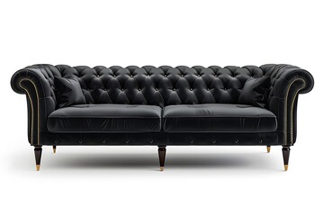 Fototapeta premium Black sofa isolated on white background