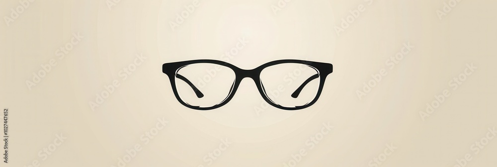 Poster a pair of elegant eyeglasses rests centrally on a soft, neutral background, highlighting their refin