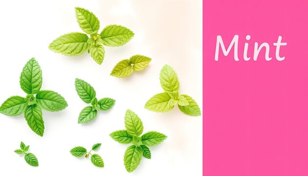 Set of mint leaves on isolated white background, watercolor illustration, herbs digital clip art AI Generate