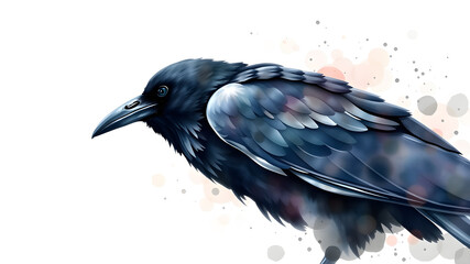 Fototapeta premium Crow Watercolor Vector Art. Generative AI
