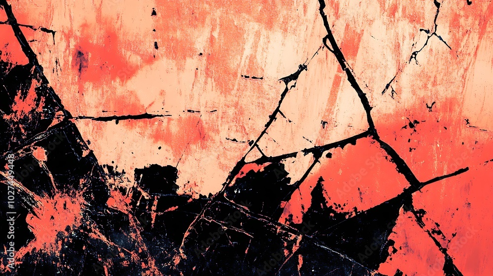 Poster abstract background with red and black tones, with cracked lines creating a textured look.