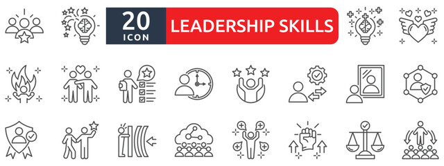 Leadership skills icon set